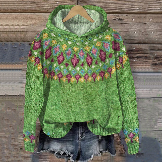Rosy Colorful Knit Hoodie