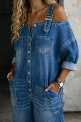 Sophia | Off Shoulder Denim Jumpsuit