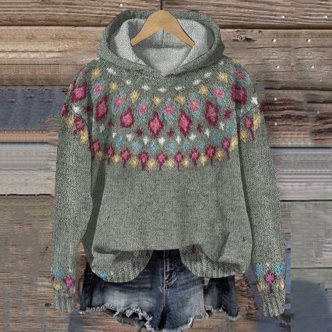 Rosy Colorful Knit Hoodie