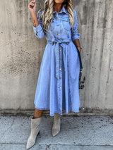 Luna | Long Sleeve Denim Dress