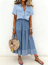 Sarah | Elastic Waist Denim Skirt